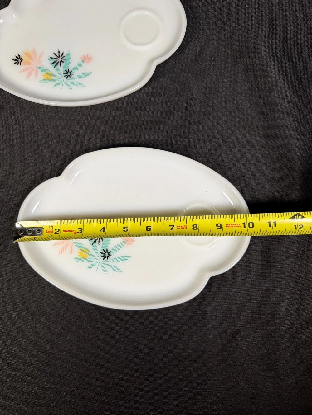 Vintage Atomic Milk Glass Snack Plates - Set of 2